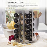 Kamenstein 20 Jar Revolving Countertop Spice Rack with Spices Included, FREE Spice Refills for 5 Years, Polished Stainless Steel with Black Caps, 30020 - Homesidy.com