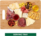 Bamboo Cutting Boards for Kitchen [Set of 3] Wood Cutting Board for Chopping Meat, Vegetables, Fruits, Cheese, Knife Friendly Serving Tray with Handles - Homesidy.com