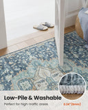 AMADA HOMEFURNISHING 8x10 Washable Area Rug, Low - Profile Large Area Rug with Non - Slip Backing &amp; Durable Edge Binding, Vintage Large Rugs for Living Room, Bedroom, Dinning Room - Homesidy.com