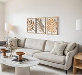 qmmp Modern Wooden Wall Sculptures - Set of 3 - MDF - Oak - Home Decor Accent - Large Wall Art for Living Room, Bedroom, Office - Easy Installation (Oak, Medium - Mountain and Sun, Unframed) - Homesidy.com
