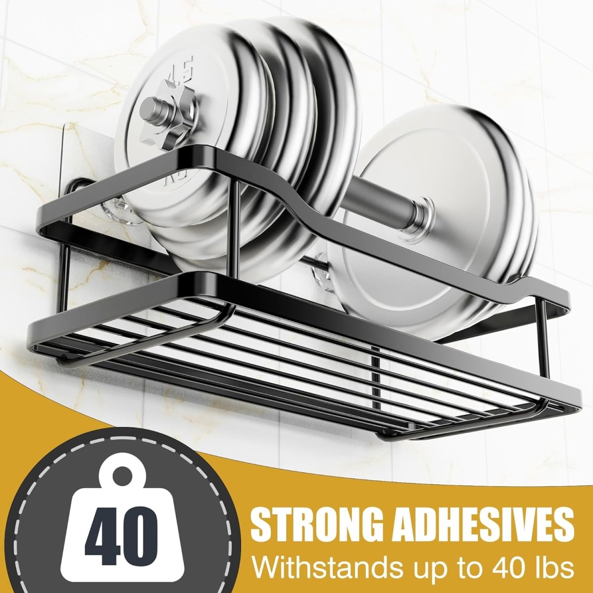 OMAIRA 3 - Pack Shower Caddy with Soap Holder, Adhesive Rustproof No - drill Strudy Loading Inside Shower Organizer Shelves Rack Storage Bathroom Organization for Smooth Wall Glass Tile, Black (Large) - Homesidy.com