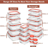 Razab 35 Pc Set Glass Food Storage Containers with Lids - Meal Prep Airtight Bento Boxes BPA - Free 100% Leak Proof (15 lids,15 glass &amp; 5 Plastic Sauce/Dip Containers) - Homesidy.com