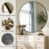 HARRITPURE Round Mirror 30 Black Wall Mounted Circle Mirrors Vanity Mirror with Brushed Aluminum Alloy Frame Modern Decoration for Bathroom, Living Room, Vanity, Bedroom, Entryway - Homesidy.com