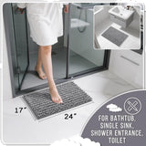 Yimobra Bathroom Rugs Non Slip Washable - Ultra Soft Absorbent Chenille Bath Mat, Quick Dry Shaggy Floor Carpet for Tub Shower, Gray Home Decor Accessories, 24x17 Inch - Homesidy.com