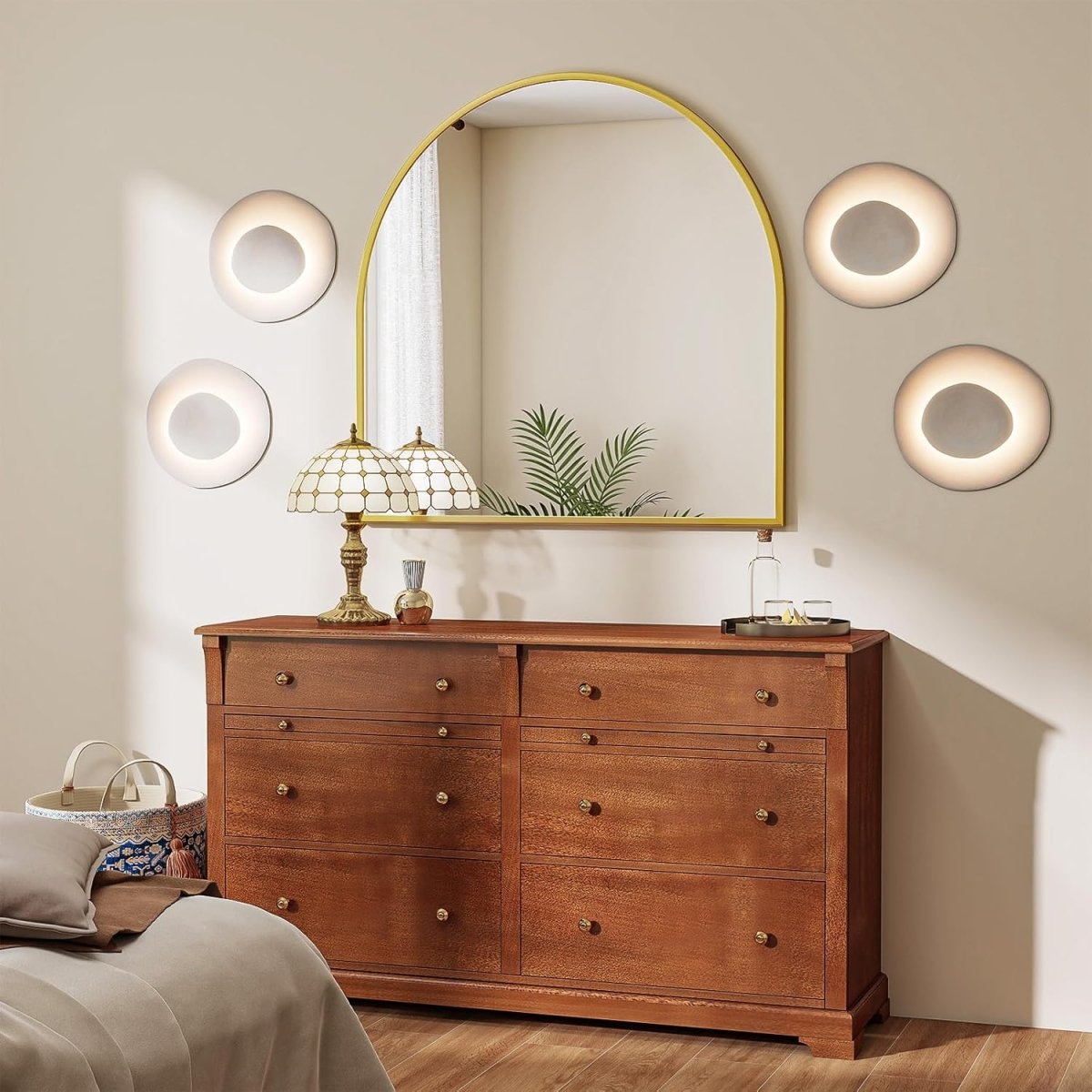 VooBang Arched Wall Mirror, 30 x 38 inch Arch Bathroom Mirror, Wall Mounted Vanity Mirror with Arch Metal Frame, Modern Bathroom Vanity Mirror for Bedroom, Living Room, Hanging or Leaning, Black - Homesidy.com