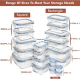 Razab 35 Pc Set Glass Food Storage Containers with Lids - Meal Prep Airtight Bento Boxes BPA - Free 100% Leak Proof (15 lids,15 glass &amp; 5 Plastic Sauce/Dip Containers) - Homesidy.com
