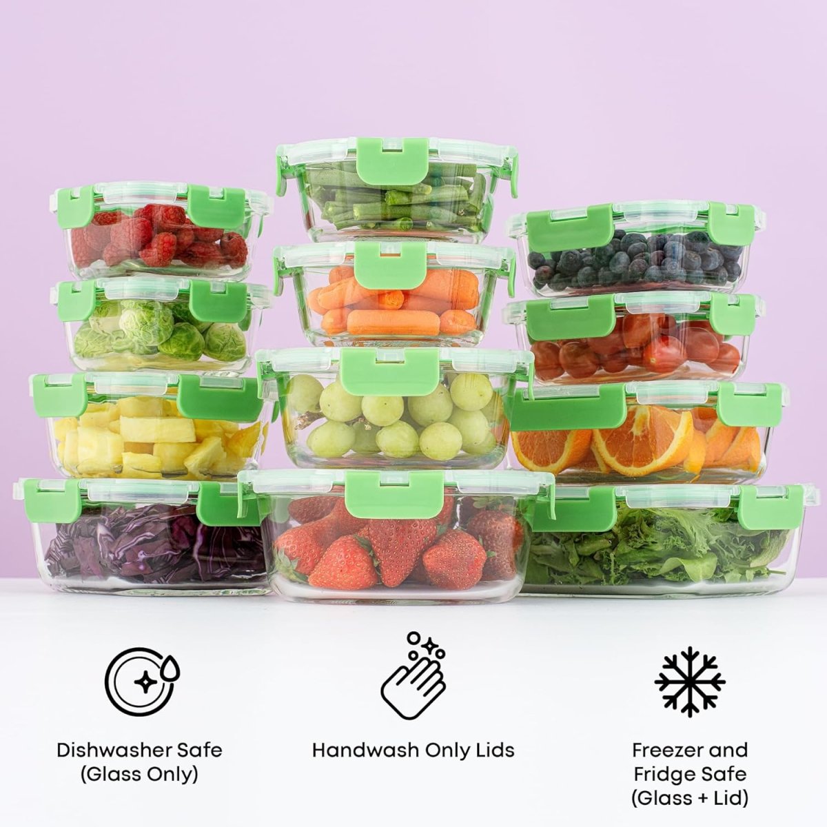 JoyJolt 24pc Borosilicate Glass Storage Containers with Lids | 12 Airtight/Freezer Safe Food Storage Containers for Pantry and Kitchen | Meal Prep Container for Lunch | Glass Tupperware Set - Homesidy.com