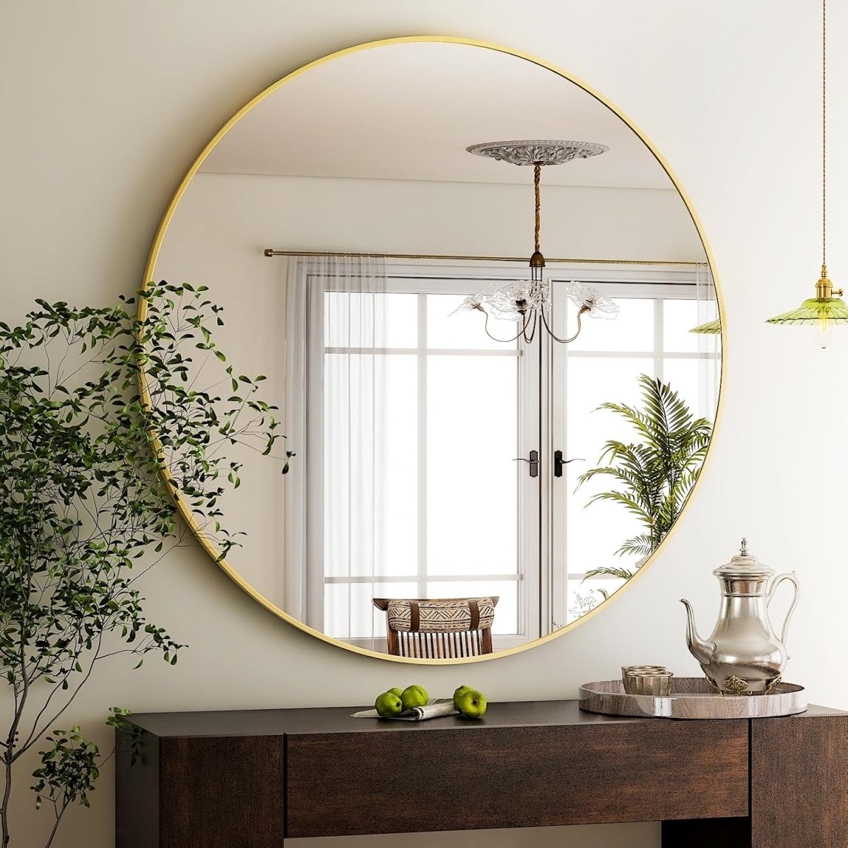 HARRITPURE Round Mirror 30 Black Wall Mounted Circle Mirrors Vanity Mirror with Brushed Aluminum Alloy Frame Modern Decoration for Bathroom, Living Room, Vanity, Bedroom, Entryway - Homesidy.com