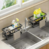 Lotgnimry Sponge Holder for Kitchen, Sink Caddy Organizer Rack for Kitchen Accessories, Soap Dispenser Countertop Organizer Essentials for Home (Black) - Homesidy.com
