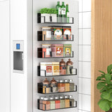 HuggieGems Metal 4 Pack Magnetic Spice Storage Rack Organizer for Refrigerator and Oven, Black Fridge Organizers and Storage - Homesidy.com