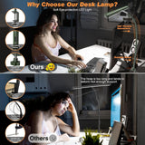 Airlonv LED Desk Lamp for Office Home, Eye - Caring Desk Light with Stepless Dimming Adjustable Flexible Gooseneck, 10W USB Adapter Desk Lamp with Clamp for Reading, Study, Workbench (Black) - Homesidy.com