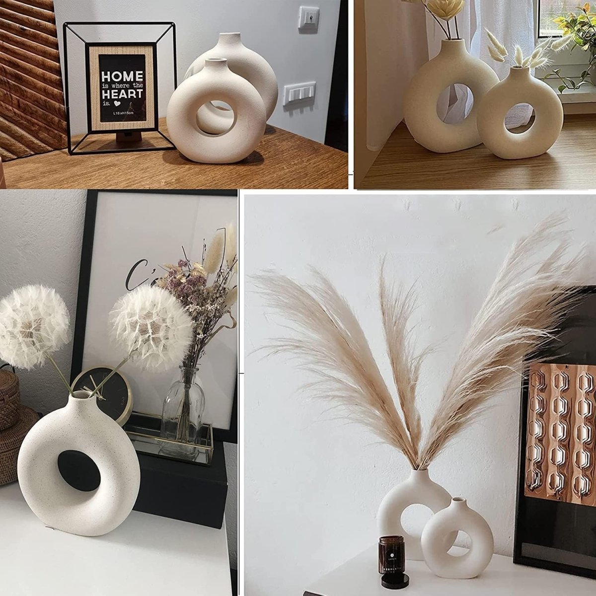 Ceramic Vases Set of 2,Modern Vases for Home Decor, White Boho Style for Living Room Kitchen Mantle Bedroom Dining Table Office Farmhouse Decorative Design - Homesidy.com
