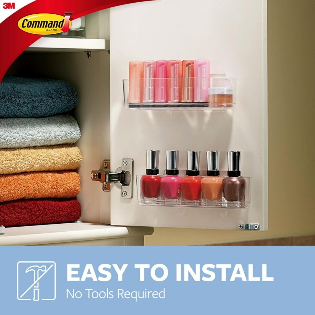 Command Large Caddy, Holds up to 4 lb, 8.6&34; x 3.1&34; x 3&34;, 1 Caddy with 4 Command Strips, Damage Free Organization Wall Mount to Cabinet, Kitchen, Pantry, Closet, or Under Sink - Homesidy.com