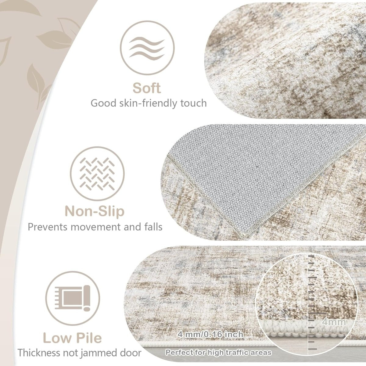 Area Rugs 6x9 Living Room: Washable Rug Modern Abstract Large Rug Soft Non Slip Neutral Rugs Stain Resistant Indoor Carpet for Bedroom Kitchen Dining Room Table Nursery Home Office Rugs(Beige,6x9) - Homesidy.com