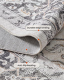 AMADA HOMEFURNISHING 8x10 Washable Area Rug, Low - Profile Large Area Rug with Non - Slip Backing &amp; Durable Edge Binding, Vintage Large Rugs for Living Room, Bedroom, Dinning Room - Homesidy.com