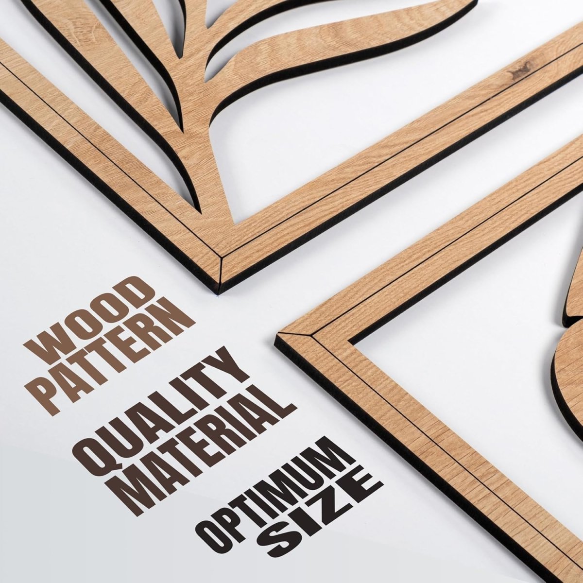 qmmp Modern Wooden Wall Sculptures - Set of 3 - MDF - Oak - Home Decor Accent - Large Wall Art for Living Room, Bedroom, Office - Easy Installation (Oak, Medium - Mountain and Sun, Unframed) - Homesidy.com