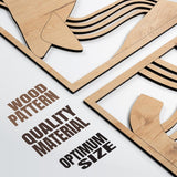 qmmp Modern Wooden Wall Sculptures - Set of 3 - MDF - Oak - Home Decor Accent - Large Wall Art for Living Room, Bedroom, Office - Easy Installation (Oak, Medium - Mountain and Sun, Unframed) - Homesidy.com