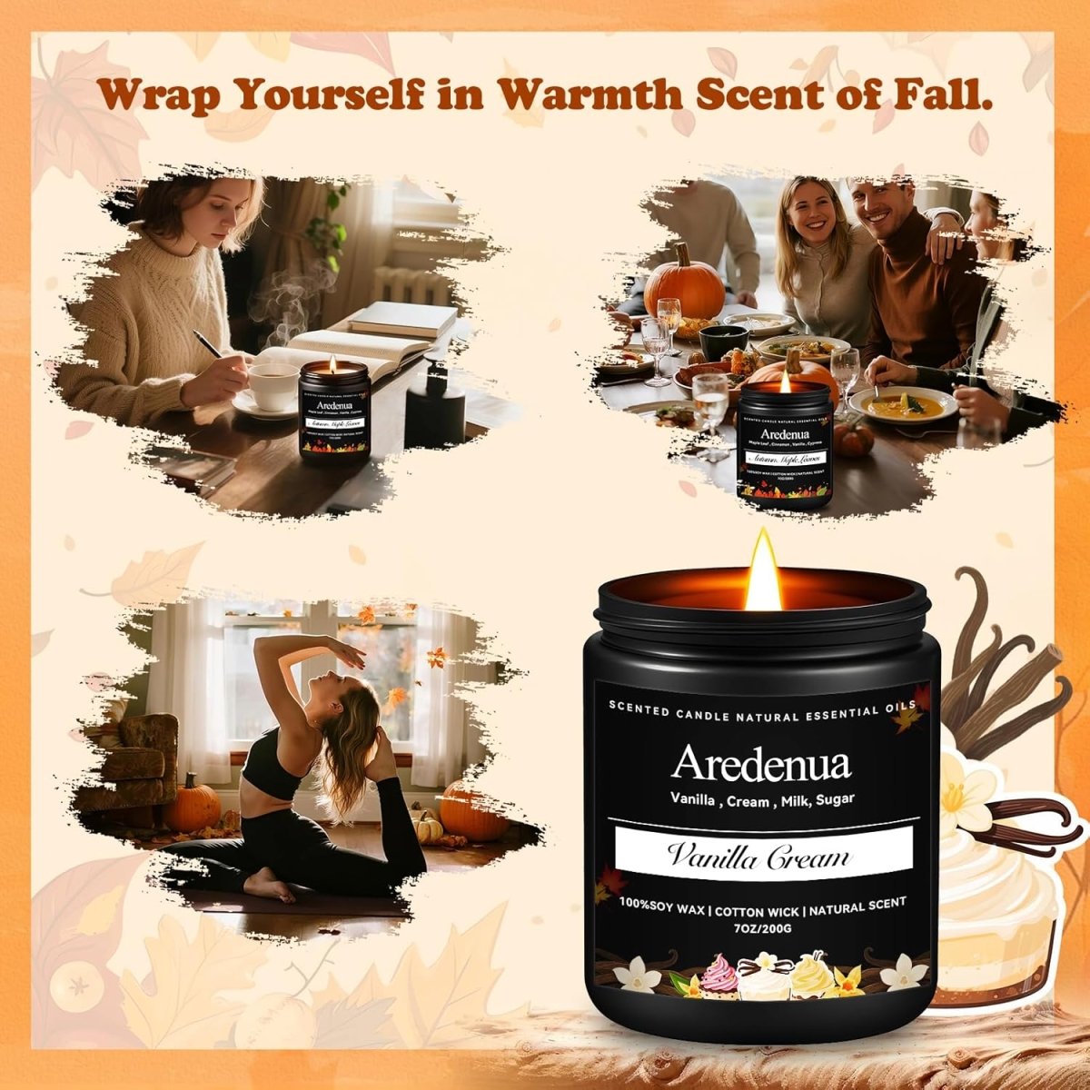 Christmas Candles - Christmas Spice Candle | 7 oz Soy Candles with Warm Cinnamon, Clove &amp; Nutmeg Aroma | Holiday Scented Candle, Cozy Winter Candle Gift for Men &amp; Women - Homesidy.com