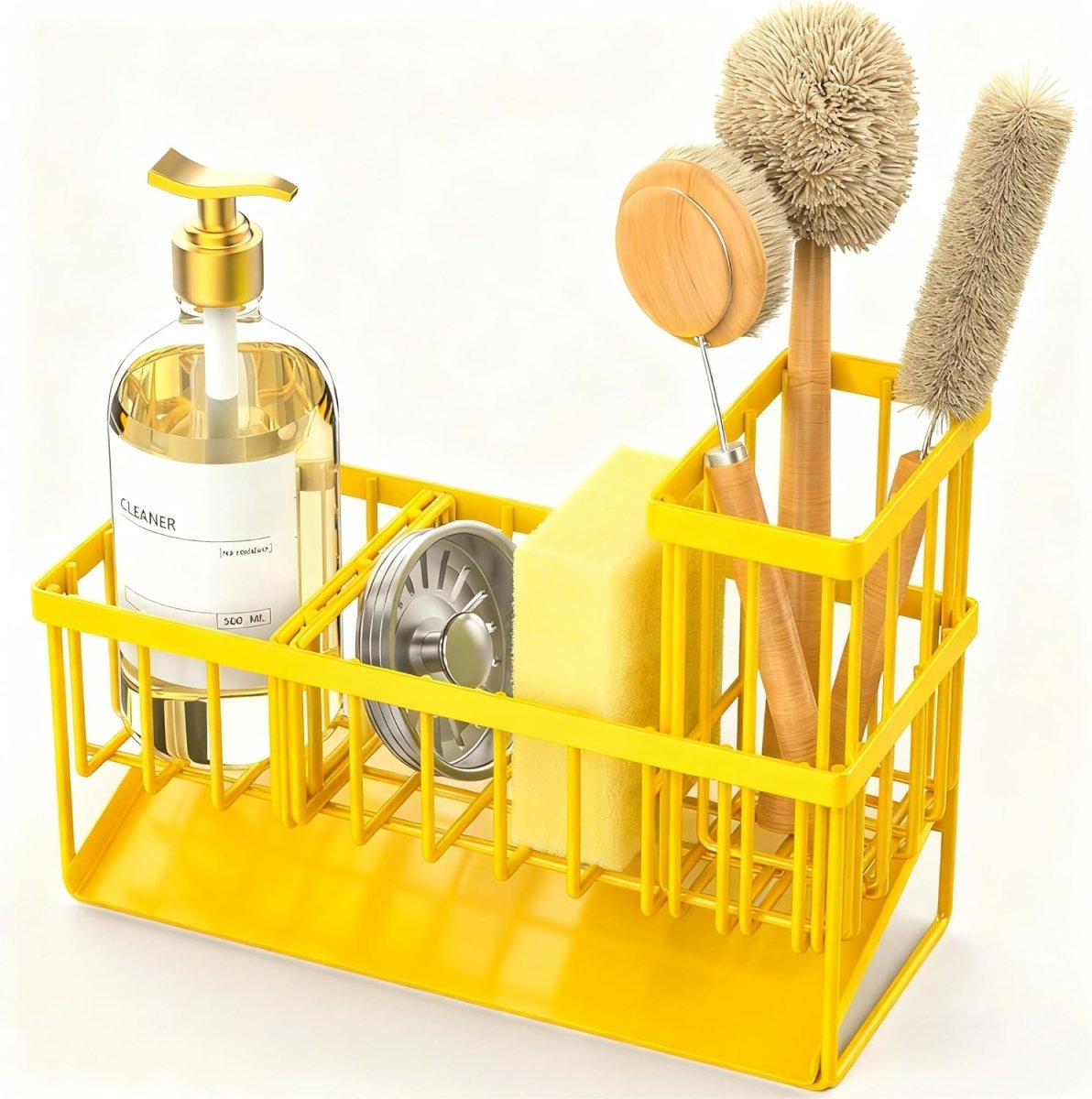 Cisily Kitchen Sink Caddy Organzier with High Brush Holder, Sponge Holder for Sink, 304 Rustproof Stainless, Kitchen Countertop Soap Dispenser Organizer, Kitchen Decor and Accessories - Homesidy.com