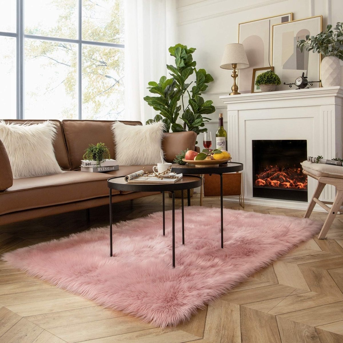 Ashler Faux Fur Rug, Fluffy White Small Sheepskin Rug, Ultra Soft 2x3 Ft Mat, Machine Washable Shag Mats, Nursery Throw for Bed, Living, Kids Room - Homesidy.com