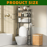 GloTika 3 - Tier Over The Toilet Storage, Space Saver Metal Bathroom Shelves, Freestanding Above Over Toilet Storage Shelf with 4 Hooks for Bathroom, Black - Homesidy.com