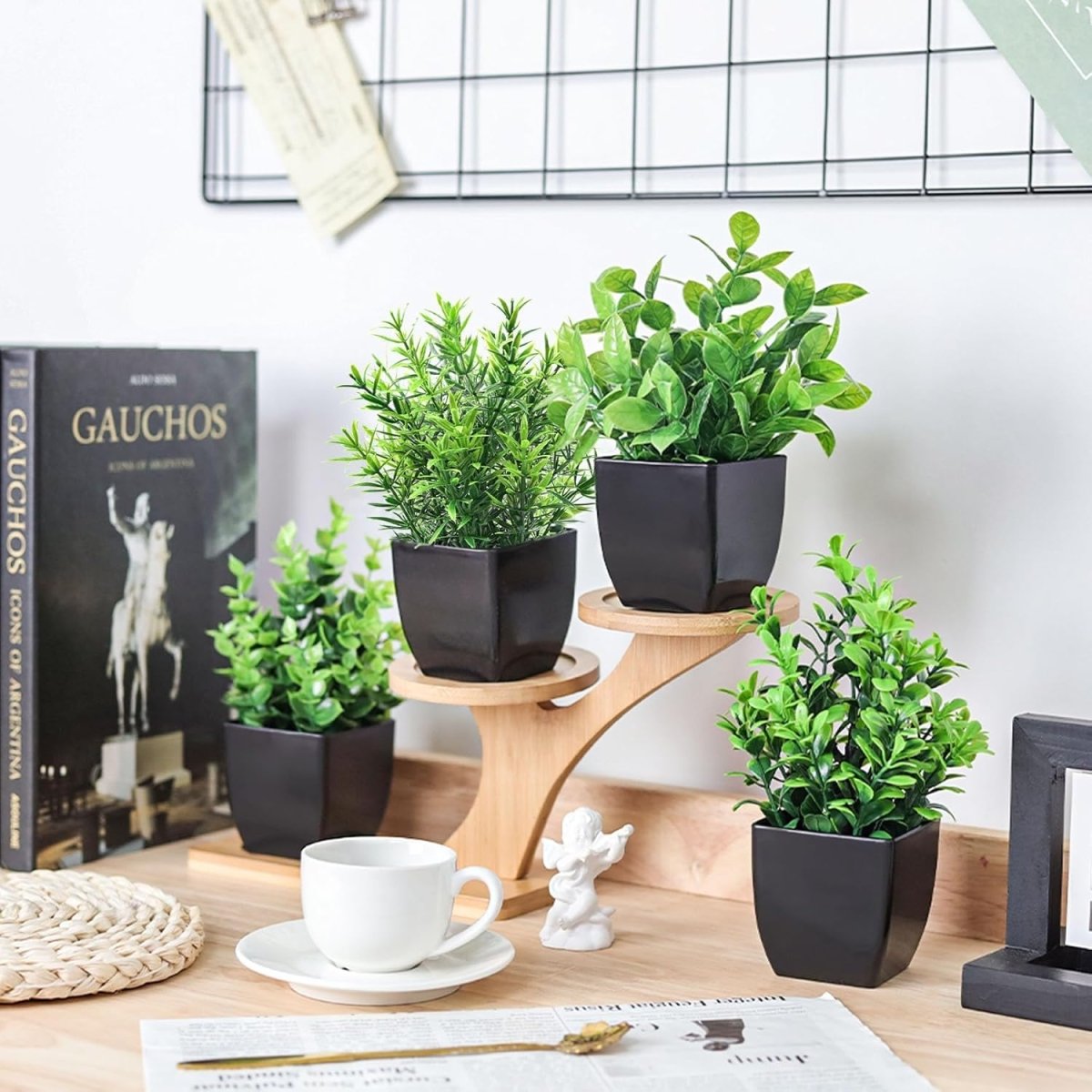 Der Rose 4 Pack Fake Plants Mini Artificial Greenery Potted Plants for Home Decor Indoor Office Table Room Farmhouse Bathroom Decor - Homesidy.com