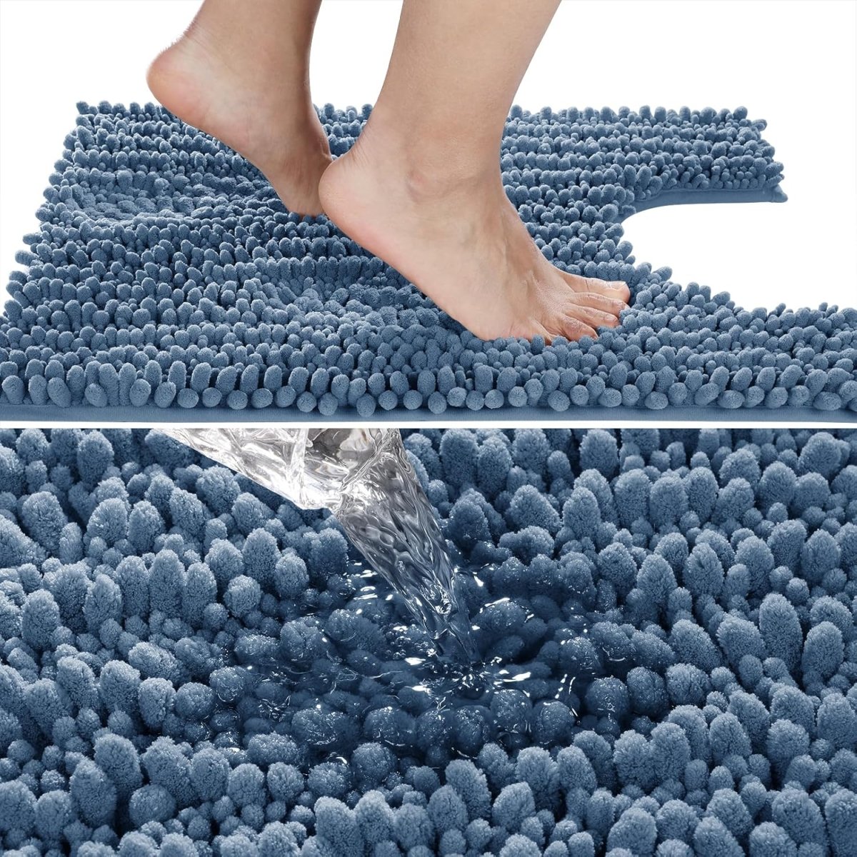 Yimobra Bathroom Rugs Non Slip Washable - Ultra Soft Absorbent Chenille Bath Mat, Quick Dry Shaggy Floor Carpet for Tub Shower, Gray Home Decor Accessories, 24x17 Inch - Homesidy.com