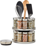 Kamenstein 20 Jar Revolving Countertop Spice Rack with Spices Included, FREE Spice Refills for 5 Years, Polished Stainless Steel with Black Caps, 30020 - Homesidy.com