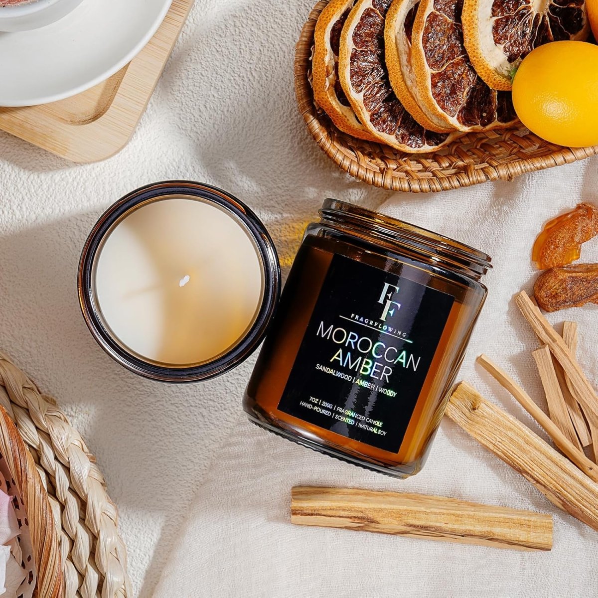 Eucalyptus &amp; Sage Scented Candles,Candles for Home Scented Aromatherapy Candles,Soy Wax Candle Gift for Women Men Amber Jar Candle, 7oz - Homesidy.com
