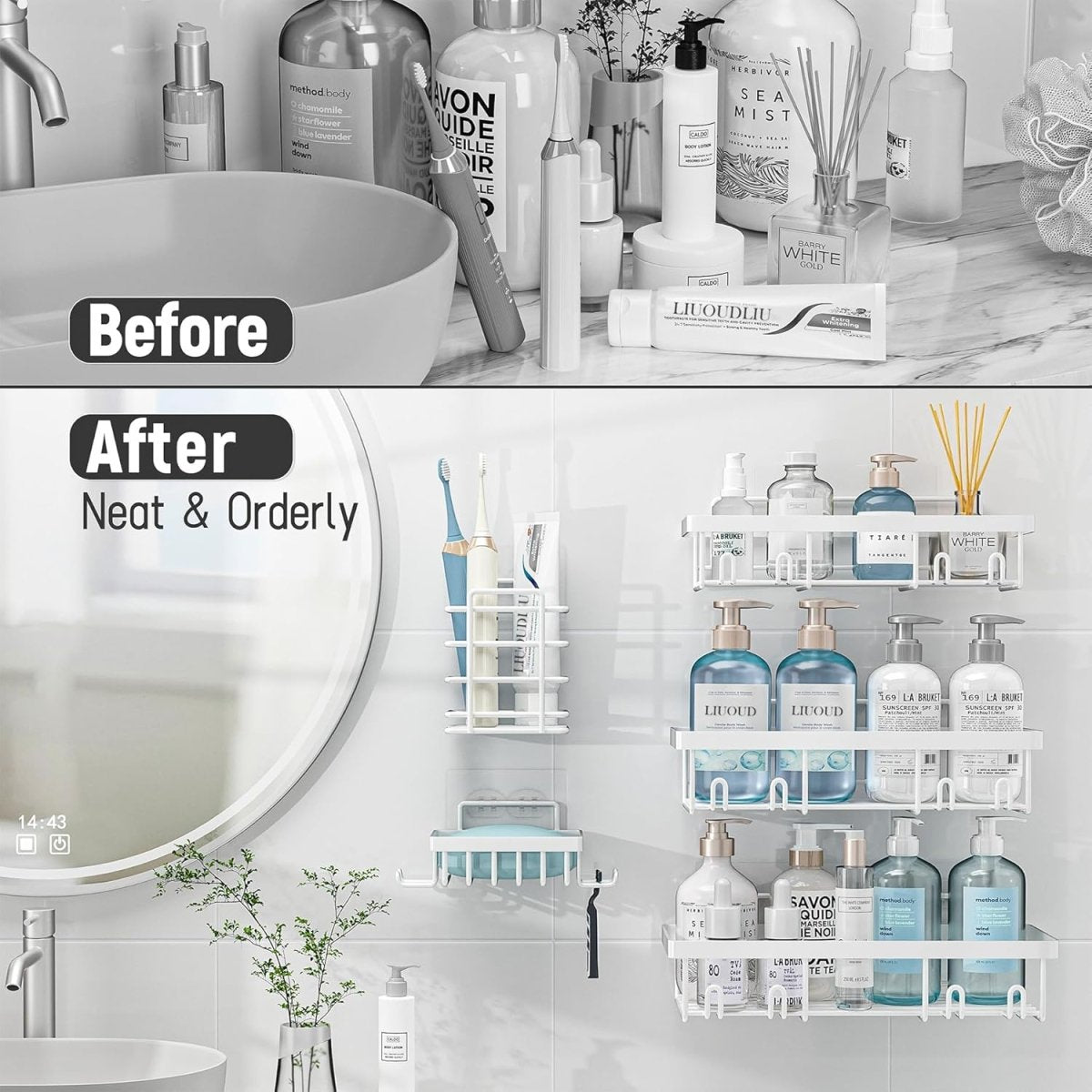 Liuoud 5 Pack Shower Caddy Organizer Rack Shelf for Inside Shower, Adhesive Bathroom Wall Storage Basket Rustproof Stainless Steel Shampoo Holder, Girly Bathroom Accessory Decor Set, Pink - Homesidy.com
