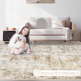 Area Rugs 6x9 Living Room: Washable Rug Modern Abstract Large Rug Soft Non Slip Neutral Rugs Stain Resistant Indoor Carpet for Bedroom Kitchen Dining Room Table Nursery Home Office Rugs(Beige,6x9) - Homesidy.com