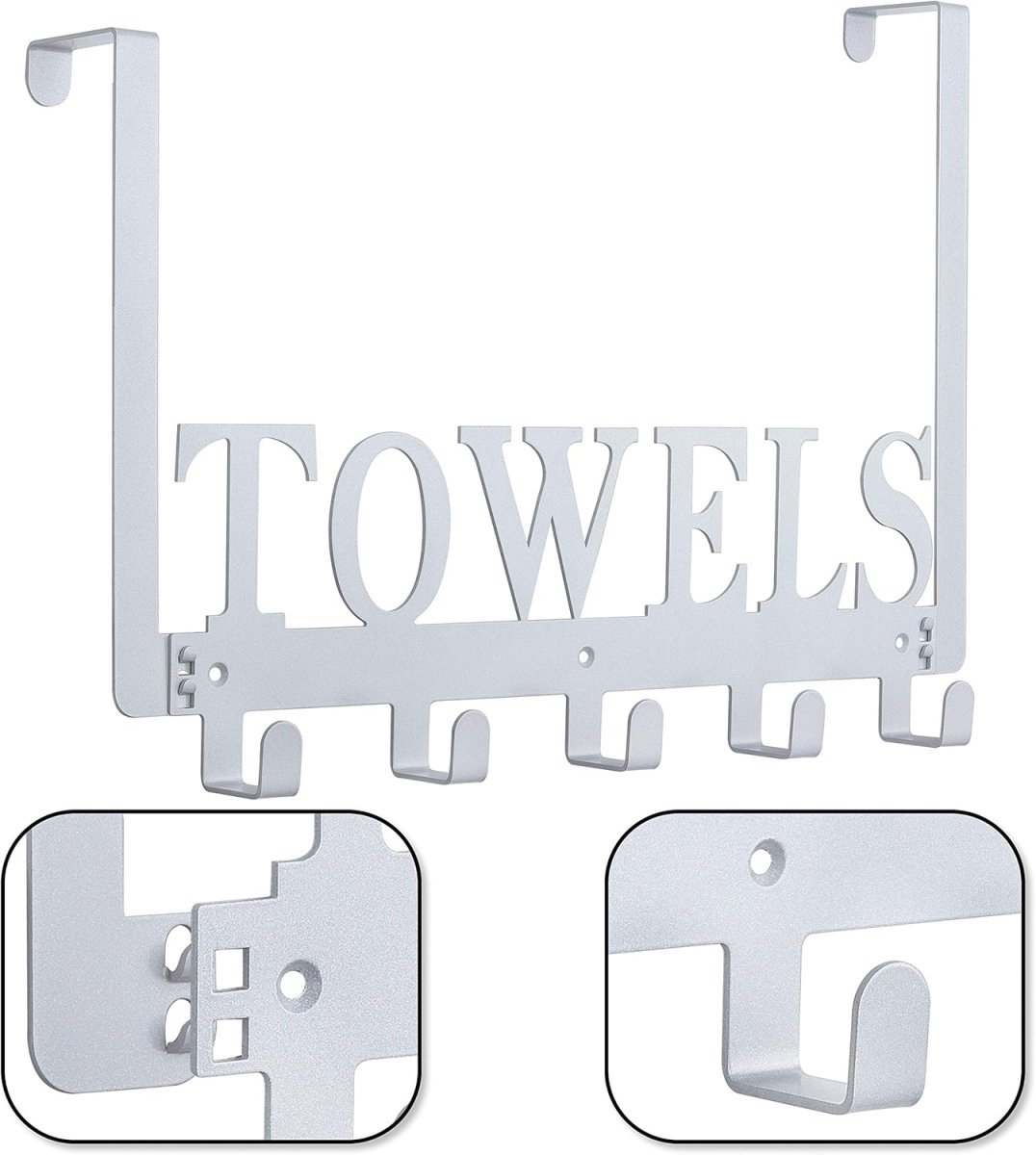 Kuhome Over The Door Hooks, Towel Holder for Bathroom, Door Mount Towel Rack Towel Hooks for Bedroom Beach Towels Bathrobe Wall Mount Hang on The Door Cabinet Cupboard Metal Sandblasted (Black) - Homesidy.com