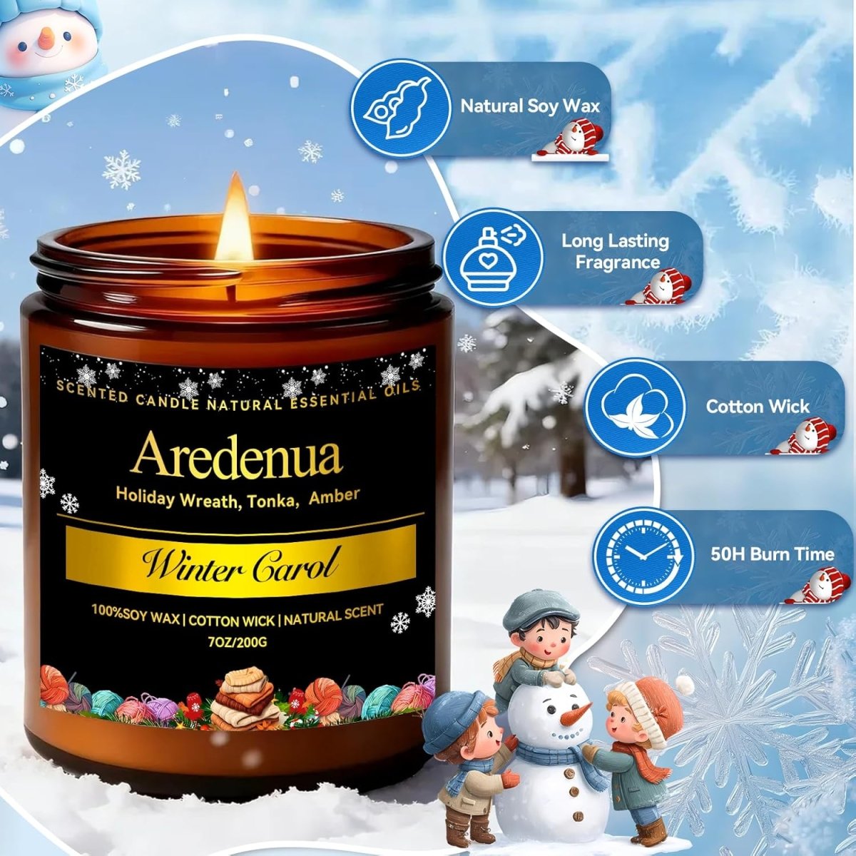 Christmas Candles - Christmas Spice Candle | 7 oz Soy Candles with Warm Cinnamon, Clove &amp; Nutmeg Aroma | Holiday Scented Candle, Cozy Winter Candle Gift for Men &amp; Women - Homesidy.com
