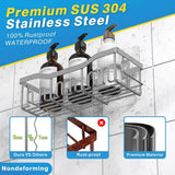 EUDELE 5 - Pack Rustproof Stainless Steel Shower Caddy Set– No Drill Adhesive Bathroom Organizer, Space - Saving Shower Shelves for Apartment Essentials, Bathroom/Kitchen Storage Home Decor - L Size - Homesidy.com