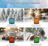 Winter Candle Gift Set, 4 Pack 7 oz Soy Scented Candles for Home, Christmas, Holiday &amp; Birthday Gifts for Women &amp; Men, Includes Hello Winter, Pine &amp; Cedarwood, Hot Cocoa, and Vanilla Cupcake - Homesidy.com