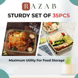 Razab 35 Pc Set Glass Food Storage Containers with Lids - Meal Prep Airtight Bento Boxes BPA - Free 100% Leak Proof (15 lids,15 glass &amp; 5 Plastic Sauce/Dip Containers) - Homesidy.com
