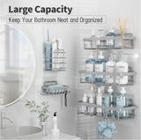 Liuoud 5 Pack Shower Caddy Organizer Rack Shelf for Inside Shower, Adhesive Bathroom Wall Storage Basket Rustproof Stainless Steel Shampoo Holder, Girly Bathroom Accessory Decor Set, Pink - Homesidy.com