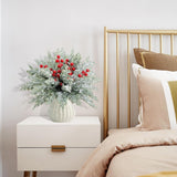 Watayo 60 Pcs Christmas Artificial Pine Branches with Red Berry Stems, 10.5&34; Faux Evergreen Norfolk Pine Cypress Leaves Stems, Fake Foliage Pine Needles Picks for DIY Craft Garland Home Decor - Homesidy.com