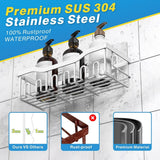 EUDELE 5 - Pack Rustproof Stainless Steel Shower Caddy Set– No Drill Adhesive Bathroom Organizer, Space - Saving Shower Shelves for Apartment Essentials, Bathroom/Kitchen Storage Home Decor - L Size - Homesidy.com