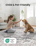 AMADA HOMEFURNISHING 8x10 Washable Area Rug, Low - Profile Large Area Rug with Non - Slip Backing &amp; Durable Edge Binding, Vintage Large Rugs for Living Room, Bedroom, Dinning Room - Homesidy.com