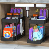 DEKAVA Under Sink Organizer 2 Pack, Bathroom Cabinet Organizer, 2 Tier Sliding Cabinet Basket Organizer Drawer, Multi - Purpose Bath Collection Baskets for Bathroom (Black) - Homesidy.com
