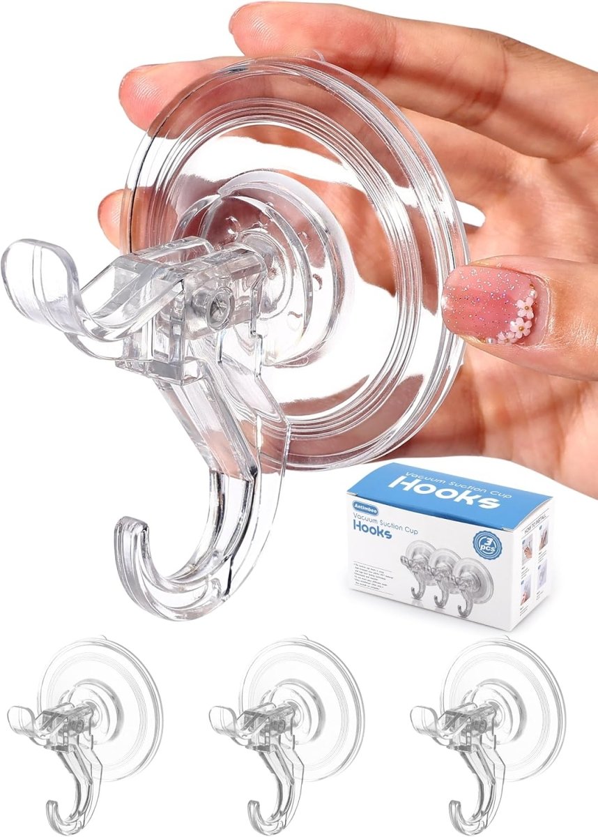 Antimbee 3 Pack Suction Cup Hooks, Clear Suction Cup Hanger, Removable Small Suction Cups for Shower, Bathroom, Glass, Door, Windows, Kitchen - Max Hanging up to 11 lbs on Smooth Surface - Homesidy.com