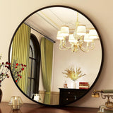 HARRITPURE Round Mirror 30 Black Wall Mounted Circle Mirrors Vanity Mirror with Brushed Aluminum Alloy Frame Modern Decoration for Bathroom, Living Room, Vanity, Bedroom, Entryway - Homesidy.com