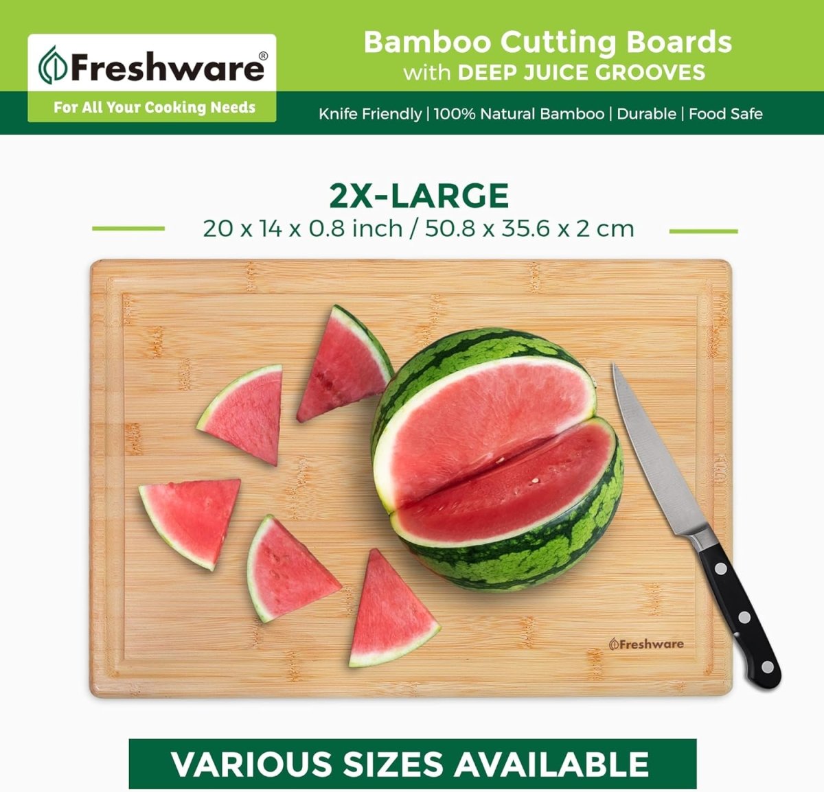 Bamboo Cutting Boards for Kitchen [Set of 3] Wood Cutting Board for Chopping Meat, Vegetables, Fruits, Cheese, Knife Friendly Serving Tray with Handles - Homesidy.com