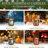 Christmas Candles Set, 4 Pack Xmas Scented Candles for Women, Winter Soy Candle for Home Scented Holiday Candle Gift Set, Christmas Gifts for Women Men Best Friends - Christmas Tree/Spice/Eve/Cookie - Homesidy.com