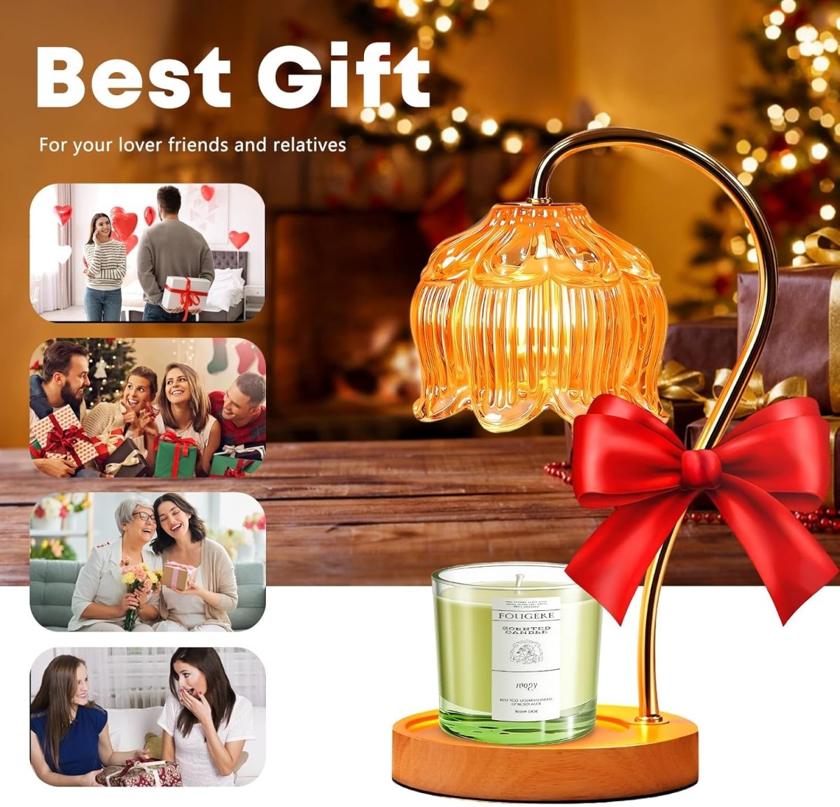 GEEZO Fragrance Candle Warmer Lamp，Electric Candle Warmer with Timer &amp; Dimmer，Mom Christmas Birthday Gifts for Women, House Warming Gifts New Home Bedroom Decor - Homesidy.com