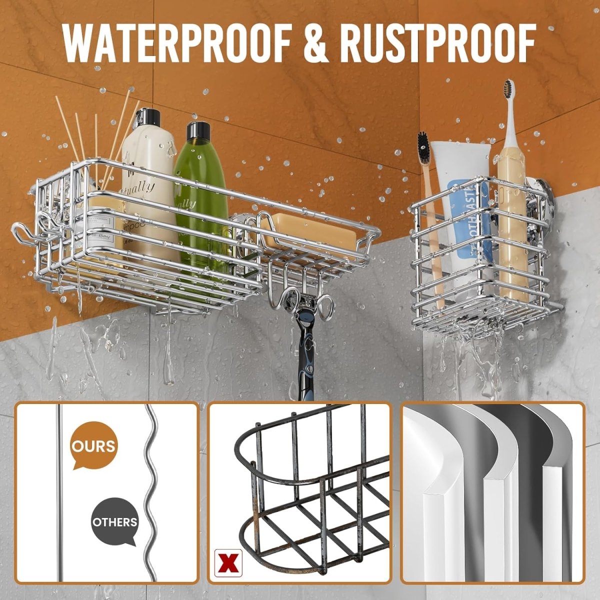 LEVERLOC Shower Caddy Suction Cup, 2 Pack Shower Shelves for Inside Shower with Hooks &amp; Soap Holder, NO - Drilling Bathroom Shower Organizer, Rustproof Meatl Shower Holder Storage, Black - Homesidy.com