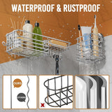 LEVERLOC Shower Caddy Suction Cup, 2 Pack Shower Shelves for Inside Shower with Hooks &amp; Soap Holder, NO - Drilling Bathroom Shower Organizer, Rustproof Meatl Shower Holder Storage, Black - Homesidy.com