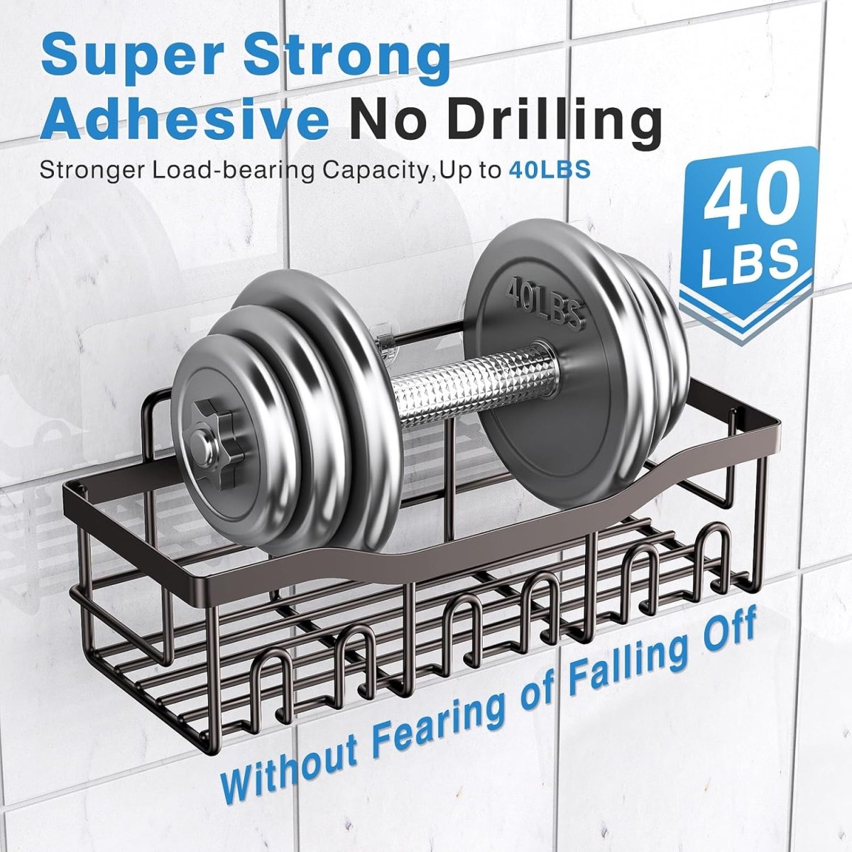 EUDELE Adhesive Shower Caddy, 5 Pack Rustproof Stainless Steel Bath Organizers With Large Capacity, No Drilling Shelves for Bathroom Storage &amp; Home Decor - Homesidy.com
