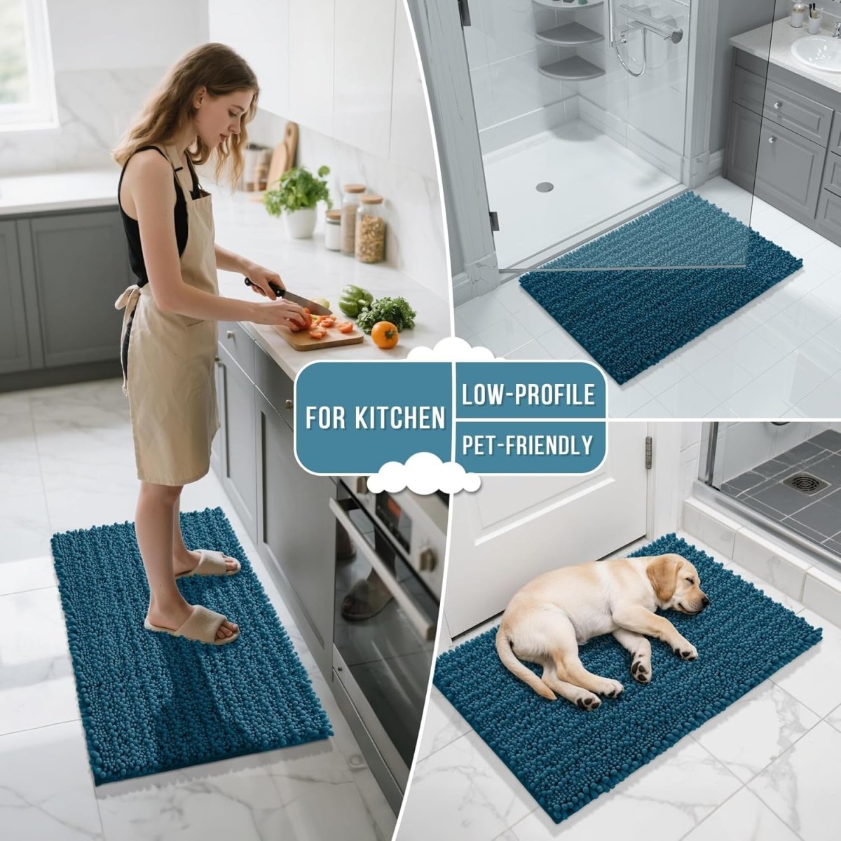 Yimobra Bathroom Rugs Non Slip Washable - Ultra Soft Absorbent Chenille Bath Mat, Quick Dry Shaggy Floor Carpet for Tub Shower, Gray Home Decor Accessories, 24x17 Inch - Homesidy.com